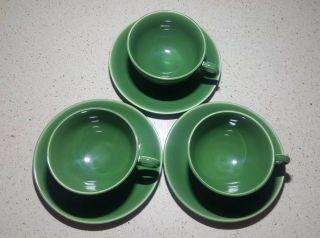 Set Of 3 Cup & Saucer Set In Ballerina Forest Green By Universal