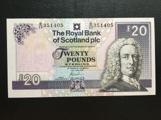 The Royal Bank Of Scotland 2000 £20 Twenty Pounds Banknote Unc S/n B29 351405