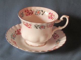 Vintage Royal Albert Uk Bone China Honeysuckle & Rose Pattern Tea Cup Saucer Set