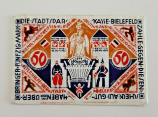 Bielefeld Notgeld 50 Mark 9.  4.  1922 Stoffgeld Silk Germany Banknote (9913)