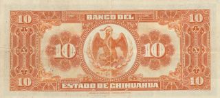 Mexico: 10 Pesos Banco del Estado de Chihuahua Dec 12,  1913. 2