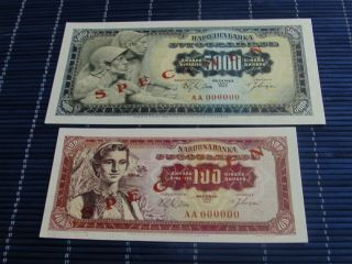 Yugoslavia - 5000 And 100 Dinara 1963 Specimens