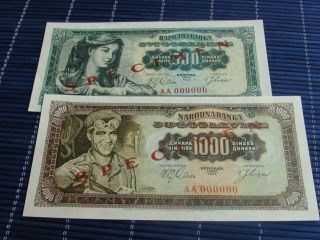 Yugoslavia - 500 And 1000 Dinara 1963 Specimens