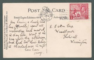 1925 Gb Gv - British Empire Exhibition Slogan And Stamp On Ppc (w639)