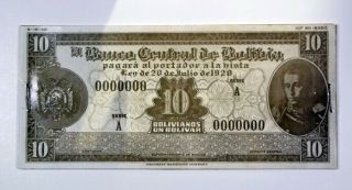 Bolivia.  Banco Central De,  1949 Bromide Proof Essay Banknote Design 1 Bolivianos