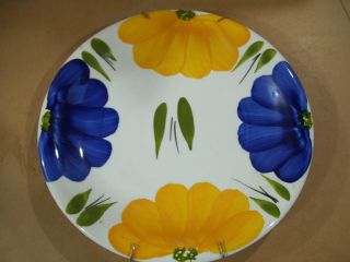 Maxam La Primula Daisy Floral Yellow Blue 10 1/4 " Dinner Plate Italy Wall Hang
