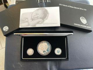 2015 March Of Dimes Special Silver Set W Box & 3 Coin Set
