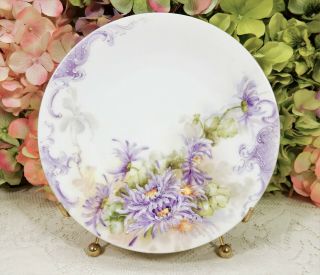 Antique T&v Limoges Porcelain Hand Painted Plate Lavender