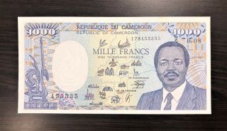 Cameroun - 1000 Francs - 1990 - Pick 26b - Serial Number 453335,  Unc.
