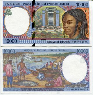 Central African States Congo 10,  000 10000 Francs 2000 P 105 C Aunc