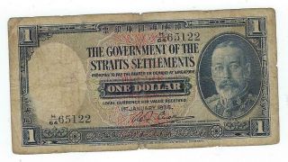 Straits Settlements P - 16b 1 Dollar 1935 Circulated