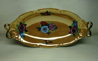 Vintage Noritake Japan Luster - Ware Serving Plate Dish Bowl Hand Painted Flowers