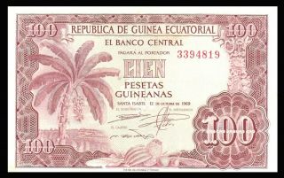 Equatorial Guinea 100 Pesetas,  GUINEANAS 1969,  P - 1,  AU - UNC 2
