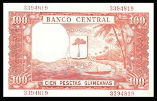 Equatorial Guinea 100 Pesetas,  GUINEANAS 1969,  P - 1,  AU - UNC 3