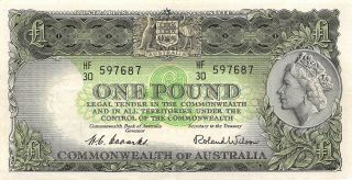 Australia 1 Pound Nd.  1953 P 30a Series Hf/30 Circulated Banknote Lbmt