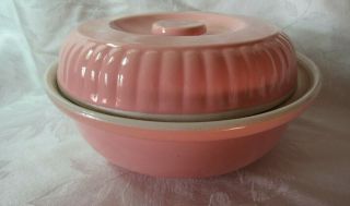 Vintage Hall Pottery Pink Covered Casserole Dish