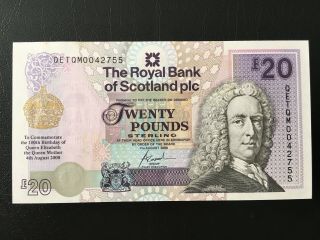 The Royal Bank Of Scotland 2000 £20 Twenty Pounds Banknote Unc S/n Qetqm0042755