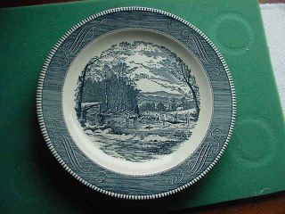Vintage Currier And Ives 11 1/2 Inch Round Platter,  Royal China Co. ,  Blue