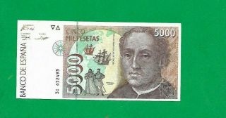 Spain Banknote 5000 Pesetas,  1992 Year