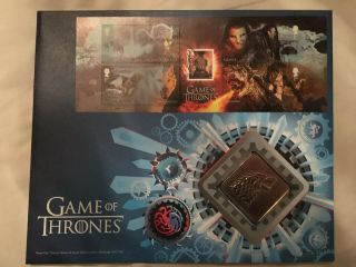 Gb Stamps Souvenir Coin Cover 2018 Game Of Thrones Blue With Medal