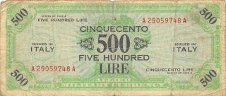 Italy 500 Lire Series Of 1943 A M22a Block A - A Circulated Banknote Meit