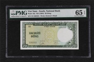 1964 Viet Nam South National Bank 20 Dong Pick 16a Pmg 65 Epq Gem Unc