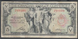 1935 Canadian Bank Of Commerce 5 Dollars Bank Note