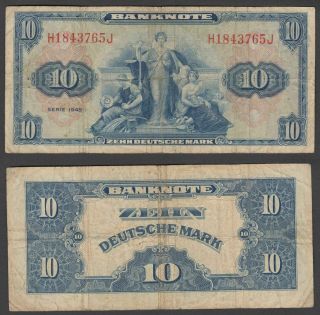Germany 10 Deutsche Mark 1948 (f - Vf) Banknote Km 5