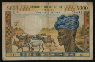 Mali (p14e) 5000 Francs Nd (1972) F/f,