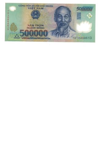 1 X 500,  000 Dong Vietnam Dong Money Polymer Currency Banknote Vietnamese Unc