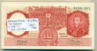 Argentina Bundle 35 Notes 10 Pesos (1961) P 270c Xf/au