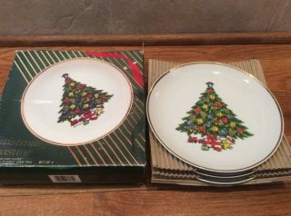 Set Of 4 Jamestown China Christmas Treasure Fine Porcelain Cake Plates