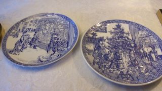 2 Spode Blue Room Plates,  Decorating Tree & Christmas Plate 4,