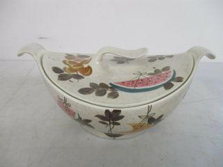 Vintage Mcm Red Wing Pottery Usa Tampico Pattern 1.  5 - Quart Casserole Dish W/ Lid