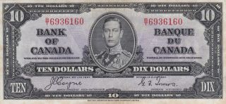 10 Dollars Fine - Vf Banknote From Canada 1937 Pick - 61