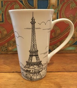 222 Fifth City Scenes Paris Eiffel Tower Tall Latte Coffee Mug/cup,  Ceramic