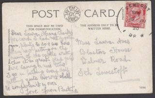 1920 Ppc Gv 1d Tied Very Fine Newport Isle Of Wight Skeleton Postmark Lowestoft