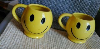 2 Vintage Mccoy Happy/smiley Face Coffee Mugs.