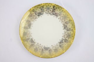 Schwarzenhammer Bavaria Salad Plate 7.  5 " Yellow Gray Gold Trim Vintage China