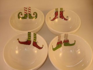 Rae Dunn Melamine 5 - 1/2 " Bowls Set Of 4 Christmas Elf Holiday