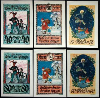 Bruck 1921 " Santa Claus & Krampus " Christmas Series Complete Austrian Notgeld