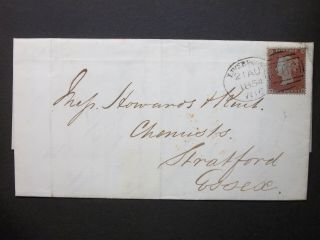 Gb 1854 Qv 1d Red Entire Letter 466 Liverpool Spoon Postmark To Stratford Essex