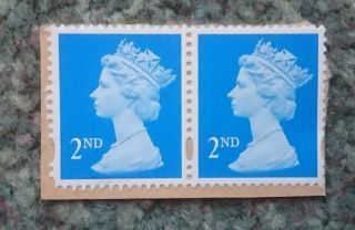 50 X 2nd Class Blue Unfranked On Paper Gb Stamps