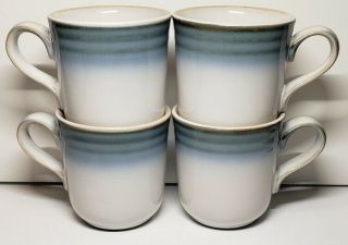 Set Of 4 Noritake Stoneware Sorcerer 8620 Mugs Japan Blue