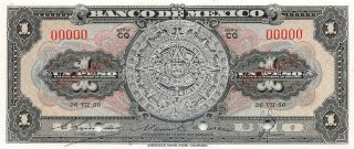 México 1 Peso 26.  7.  1950 P 46bs Series Cq Specimen Uncirculated Banknote