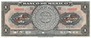México 1 Peso 12.  5.  1948 P 38ds Series Ag Specimen Uncirculated Banknote