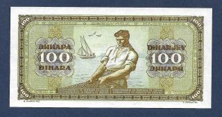 [AN] Yugoslavia 100 Dinara 1946 P65b UNC 2