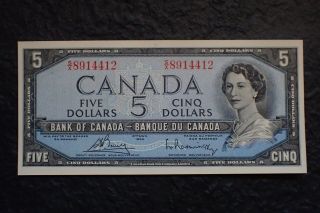1954,  5 Dollars,  Bouey - Rasminsky,  Bank Of Canada,  S/x.  412,  Bc - 39c,  Unc