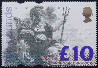 Qeii £10 Brittania,  Fine Unmounted.  Sg.  1658.