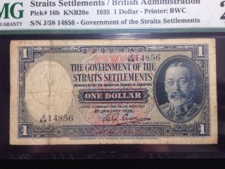 Straits Settlements 1935 $1 King George V Pmg 25 Malaya Malaysia